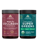 고대 영양 다 교원질 단백질 분말, Unflavored, 24의 서빙 + Supergreens 분말, 녹색 풍미, 25의 서빙