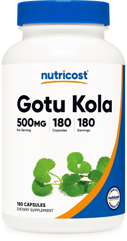 Nutricost Gotu Kola 500 MG, 180 캡슐 - 채식 캡슐, 글루텐 무료, 비 GMO