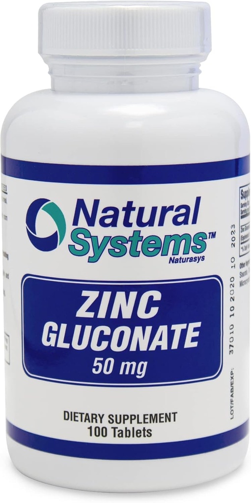 자연적인 체계 아연 Gluconate 50 mg - 당신의 면역 체계를 지원하십시오 - 뼈와 근육 힘을 돕습니다 - 당신의 다이어트를 위한 성분 무기물 - 중대한 영양 보충교재