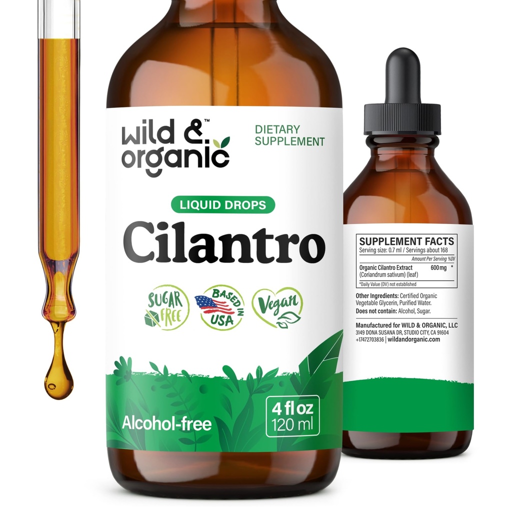 야생 & 유기 Cilantro Tincture - Cilantro 추출물과 초본 Detox 드롭 - 액체 Coriander 잎 보충교재 - 채식주의자, 설탕 & 알콜 자유로운 하락 - 4개 fl oz