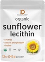 유기 해바라기 Lecithin 분말, 12oz – Soy Free, Plant based, Naturally Occurring Phosphatidyl Choline – 여성용 락토 보충교재 – Non-GMO