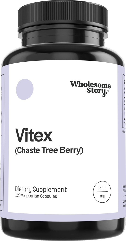 여성을 위한 Wholesome Story Organic Vitex Chasteberry 보충교재 | 호르몬 균형, 불임 지원 & 기간 규칙 | Vitex Berry Agnus Castus Extract | 120 캡슐 | Chaste Tree Berry