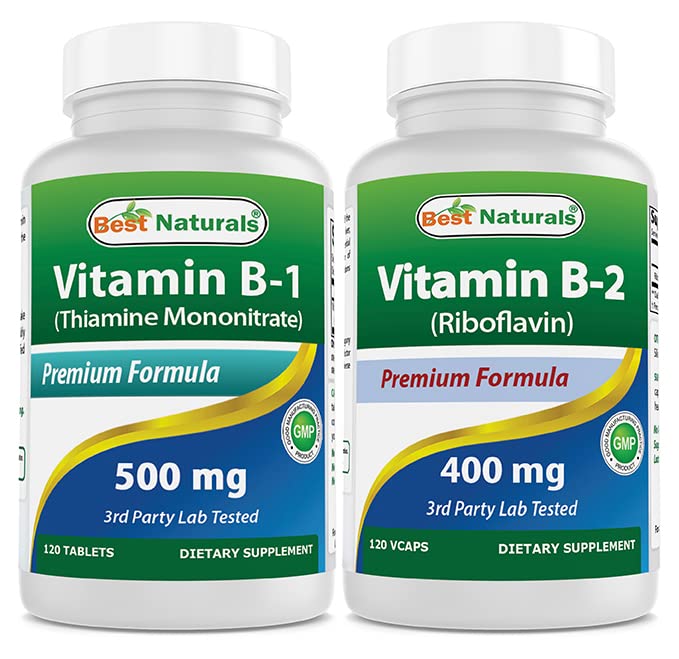 Thiamine Mononitrate 500 mg & 비타민 B2 (Riboflavin) 400mg로 제일 자연적인 비타민 B1