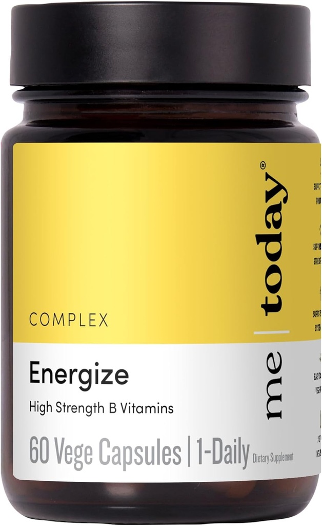 나 오늘 Energise 보충 슈퍼 B 비타민 B 복합체 남성 & 여성 - B6, B12 비타민 C, 아연, Ashwagandha 및 Siberian Ginseng - 에너지 및 면역 지원 - Vegan, 60 서빙