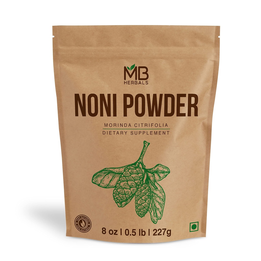 MB Herbals Noni Powder 8 oz | 227g (0.5 lb) | 스무디 주스와 쉽게 믹스 | 보존제 없음 | 글루텐 프리 | 팩 당 45 인분