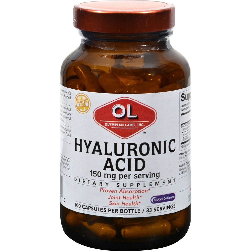 Olympian Labs Hyaluronic Acid 150mg | 99 캡슐 | 건강한 커넥티티드 티슈 및 관절 지원 - 젊고 건강한 피부를 촉진