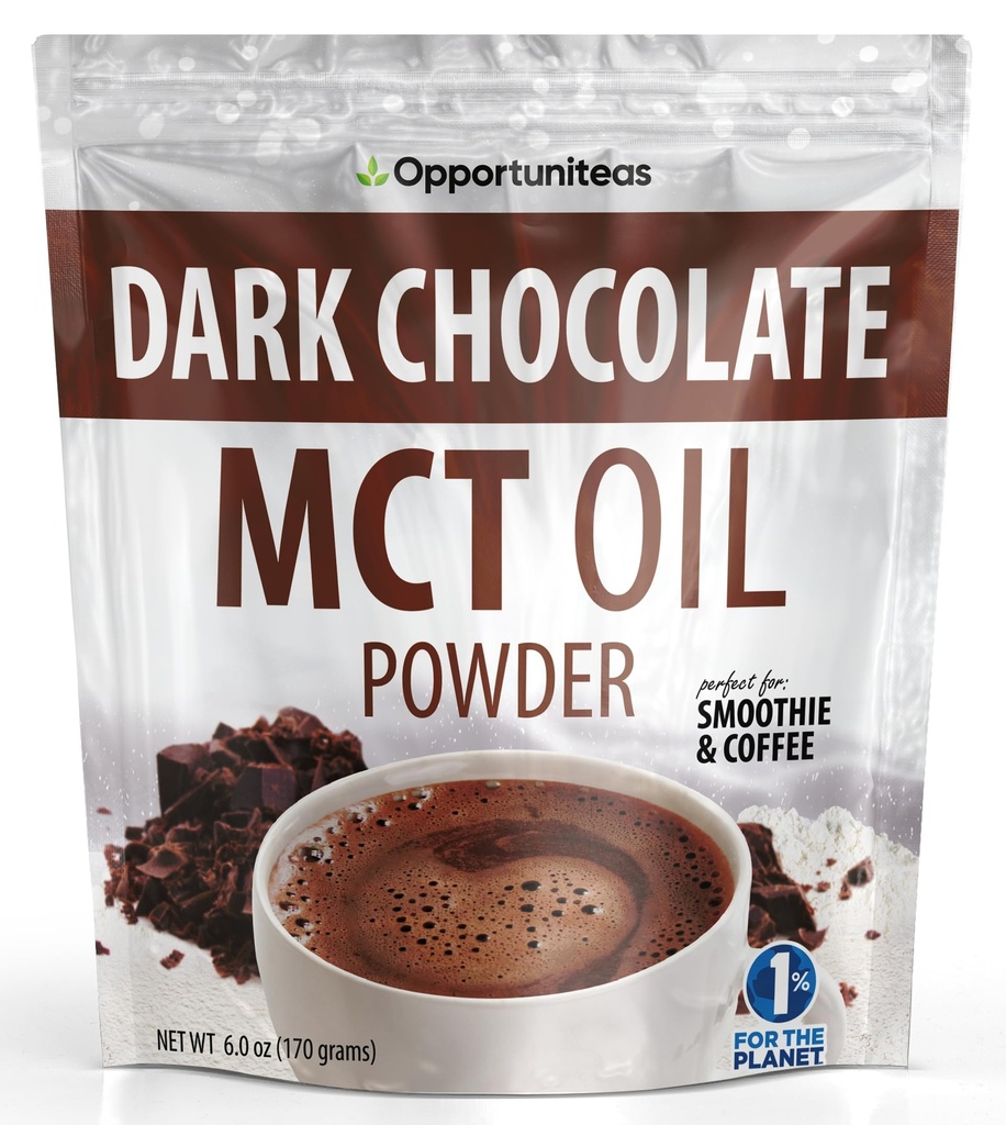 Opportuniteas MCT 기름 분말, 커피, Drink&Smoothies, 낮은 Carb Keto 친절한, Boost Energy&Mental 초점, Ketogenic 다이어트를 위한 보충교재, 글루텐 Free&Non-GMO, 진한 초콜렛 6개 oz