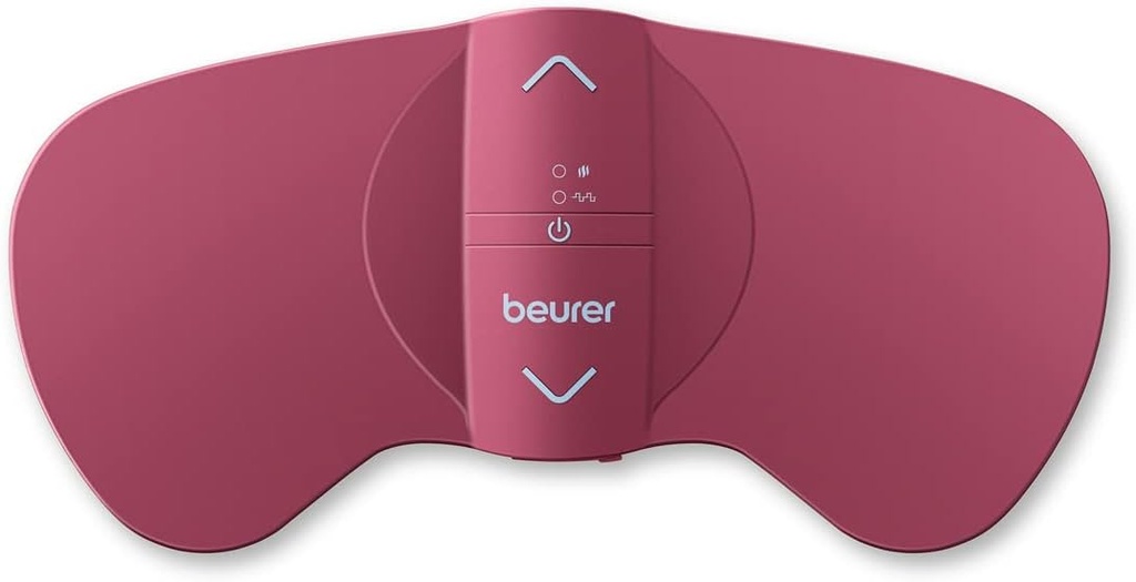 Beurer EM50 TENS 단위 및 난방 패드 - 휴대용 기간 주름 통증 완화, 충전식, 자동 폐쇄, 15 TENS 레벨, 빠른 난방, 약 무료 생리대 또는 허리 통증 완화