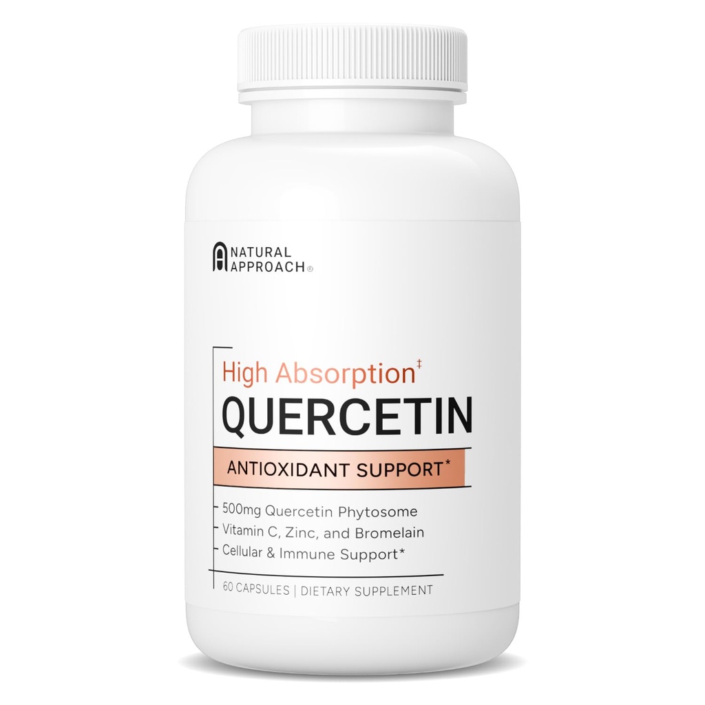 Bromelain, 비타민 C 및 아연을 가진 높은 흡수 Quercetin - 500mg Quercetin Phytosome - 50x 더 흡수 - Immune 기능 & 세포질 건강 - 미국 제조 보충교재 - 60의 캡슐을 지원합니다