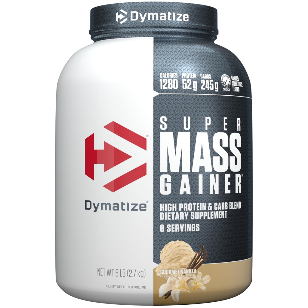 Super Mass Gainer Protein Powder, Gourmet Vanilla, 52g Protein, 1g Creatine, 1280 칼로리, 10.7g BCAAs, 245g Carbs, Whey Protein Powder, Isolate 및 Casein (8 서빙)