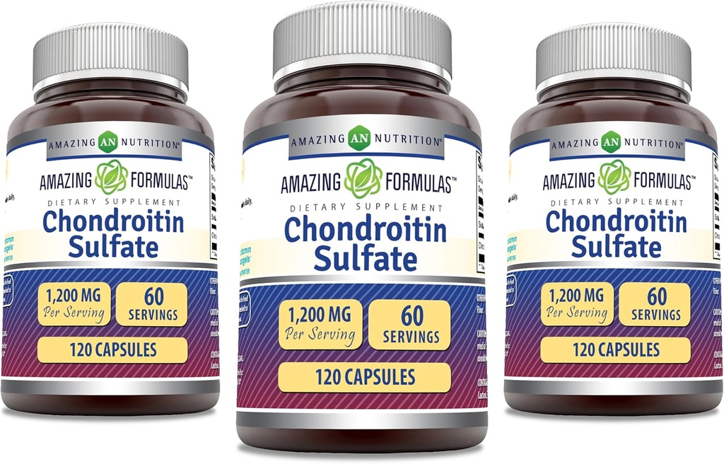 놀랄만한 수식 Chondroitin Sulfate 1200 mg 당 서빙 보충교재 | 캡슐 | Non-GMO | 글루텐 무료 | 미국에서 제작 (120 Count, 3 Pack)