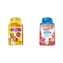 L'il Critters Fiber Daily Gummy Supplement for Kids, Digestive Support & Vitafusion Fiber Well Sugar Free Fiber Supplement, Peach, Strawberry 및 BlackBerry flavored Supplements, 90 카운트