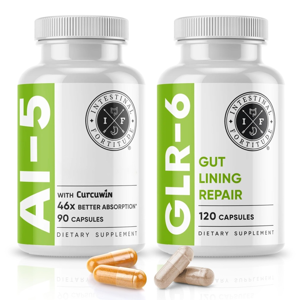 Intestinal 위도 AI-5 & GLR-6 소화 건강 보충교재 뭉치 w/Glutamine, 심황, Gut 건강 캡슐 보충교재를 위한 쿠르쿠민 & 지원 소화 건강, 비 GMO, 낙농장 자유로운 - 30 일 공급