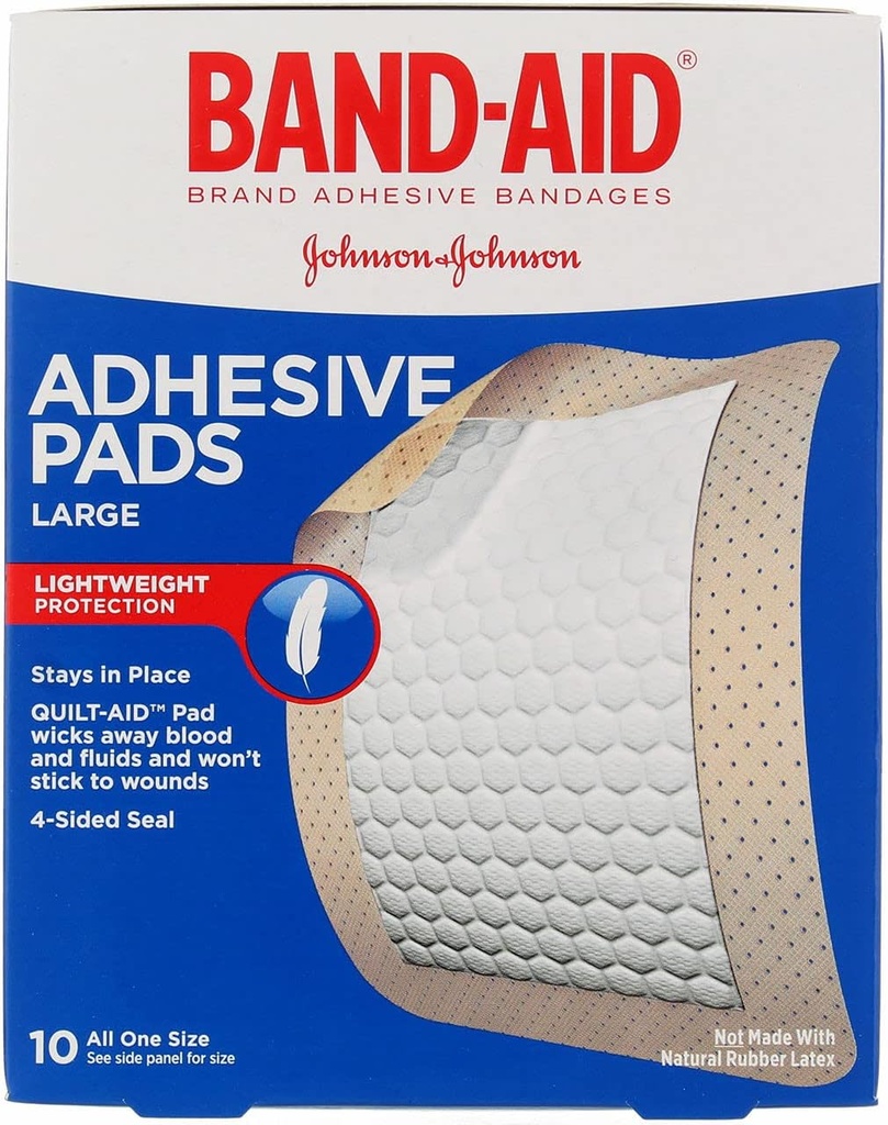 Band-Aid Brand Tru-Stay Adhesive Pads, Wound Care and Protection, 대형 사이즈, 10ct(팩 4)