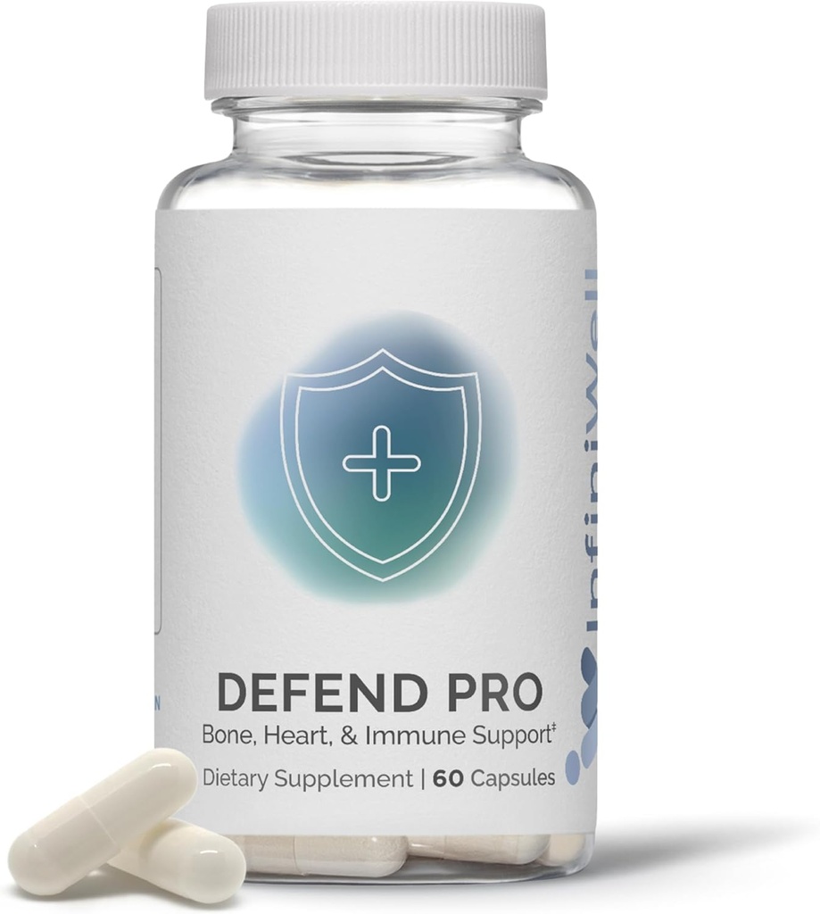 InfiniWell은 Pro Bone 및 면역 지원 보충을 방어합니다 - 비타민 A, D3 & K2 보충 - Bioavailable의 활동적인 Nutrients - 250mcg VIT D - 원조 뼈 힘, 심장 건강 & 더 (60의 캡슐)