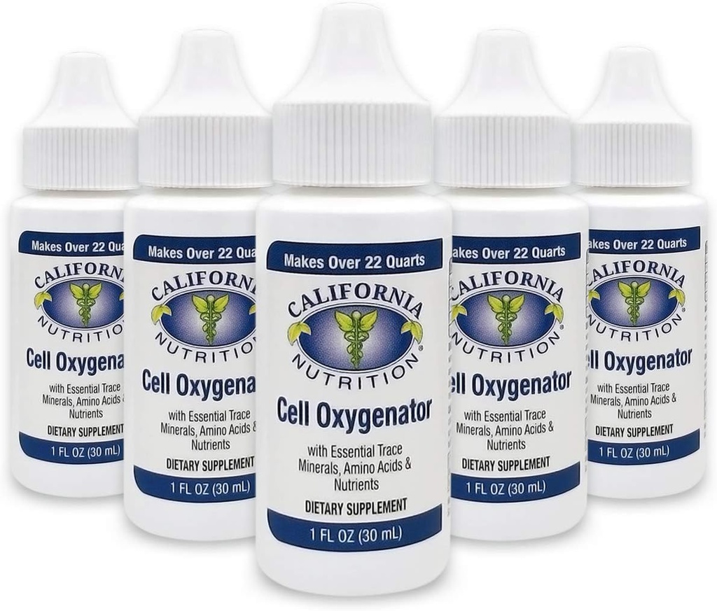 Cell Oxygenator 1 Fl Oz Bottle (Pack of 5), 액체 농축 셀 산소 드롭 물 매일 영양 다이어트 보충, 지원 면역 체계, 매일 사용 스포츠 선수를위한