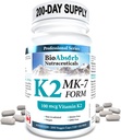 생물은 비타민 K2 MK-7 모양 보충교재를 흡수합니다. 100 mcg. 200 일 공급 (200의 Veggie 캡슐).