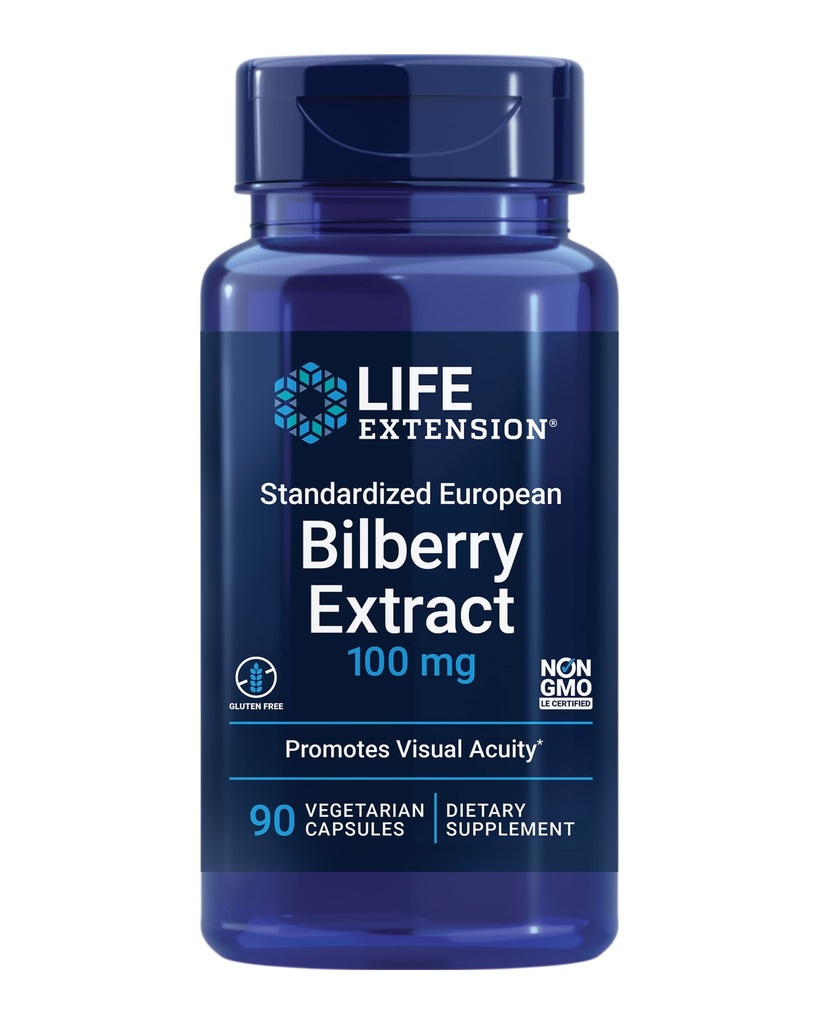 수명 연장 표준 유럽 Bilberry 추출, 100 mg, MirtoSelect® Vaccinium myrtillus, 눈 건강, 순환, 윤활, 글루텐 무료, 비 GMO, 채식, 90 캡슐
