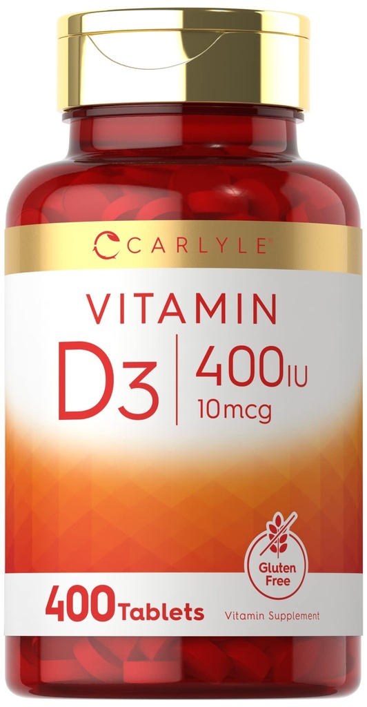 Carlyle Vitamin D3 400iu (10mcg) | 400 정제 | 가치 크기 | 채식주의, 비 GMO 및 글루텐 프리 포뮬러 | 비타민 D 보충