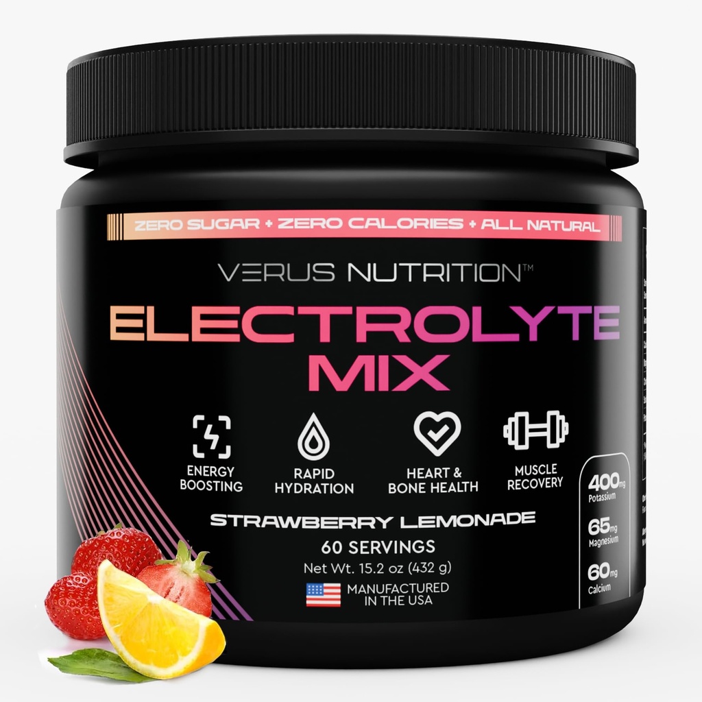 Electrolytes Powder No Sugar- Zero Calorie Hydration Powder | 밀가루, 케토 및 채식용 설탕 무료 전해질 | 천연 성분 Electrolyte Mix, 60 서빙