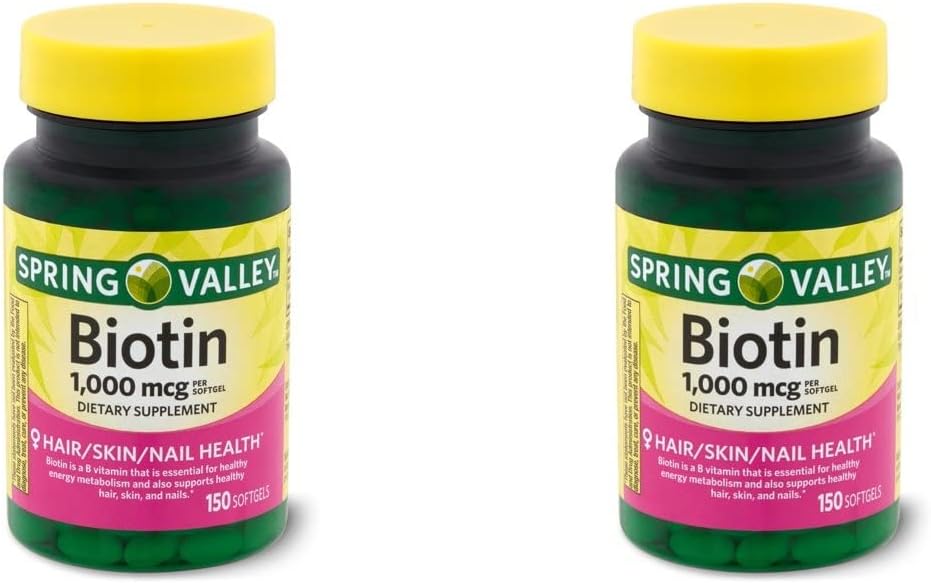 봄 건강 스프링 밸리 Biotin 1000 Mcg 300 (2x150) 건강한 피부, 헤어 및 손톱 + 비타민 가이드 ©