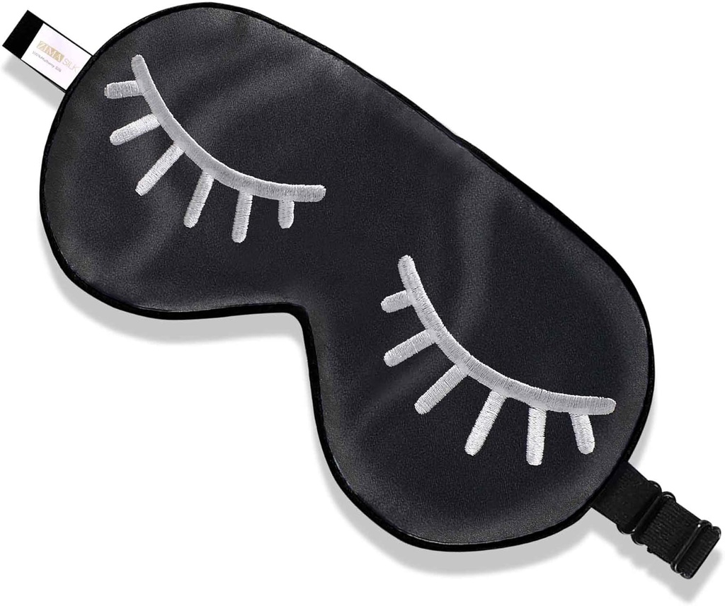 ZIMASILK 100 % 천연 실크 수면 마스크 블라인드, 가방 (Eyelashes)와 수면을위한 조정 가능한 슈퍼 스무스 소프트 아이 마스크