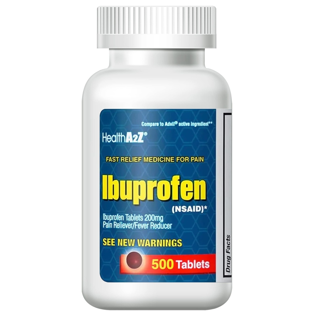건강A2Z® Ibuprofen 200mg | 500 카운트 | 통증 완화 | 바디 통증 | 두통 | 관절염 | 주름 | 허리 통증 | Fever Reducer... (500 Count)