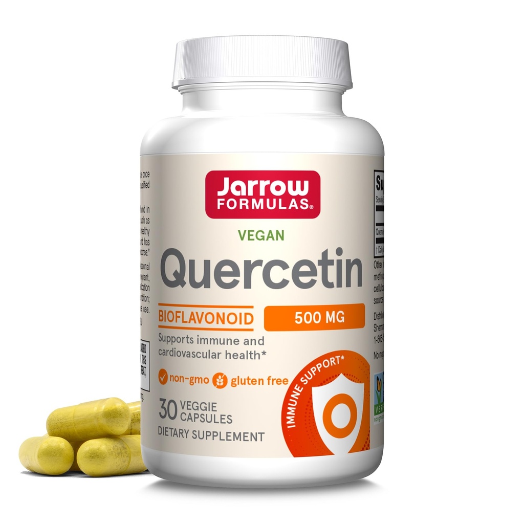 Jarrow Formulas Quercetin 보충제 - 500 mg, 심장 혈관 및 면역 건강을 위한 산화 방지제 지원, 30 Veggie 캡슐과 보충