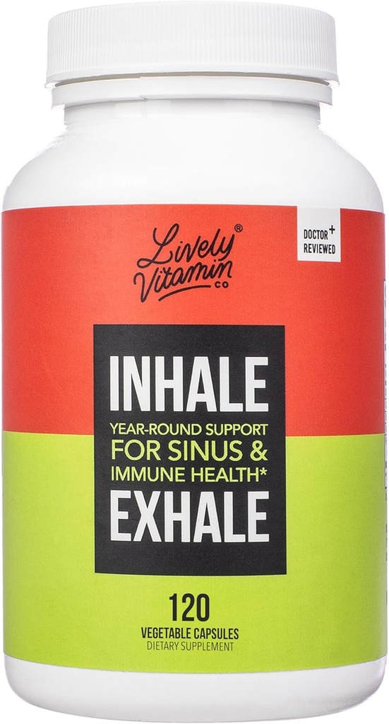 LIVELY VITAMIN CO., 주식 회사 Inhale Exhale - Calm 알레르기 - 가려움증 눈 - 알레르기 증상 완화 - Nasal Congestion - 명확한 호흡 - 알레르기 반응 - 기침 - 120 캡슐