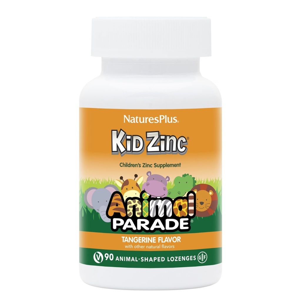 NaturesPlus 동물 Parade KidZinc, Tangerine 맛 - 90 동물 모양 Lozenges - 유기적으로 킬레이트 아연 - Vegan, 글루텐 무료 - 90 서빙