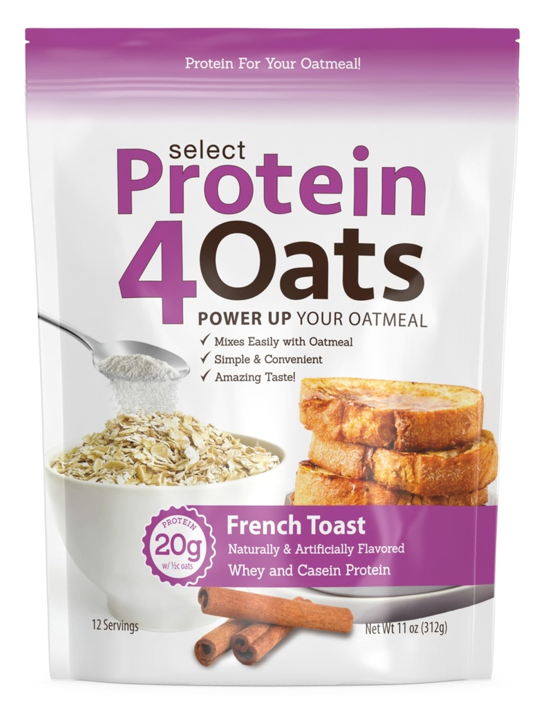 PEScience Protein4Oats, Whey 및 Casein, French Toast, 12 서빙과 놀라운 Tasting Protein Oatmeal을 만드는 분말