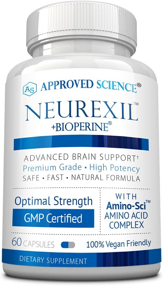 승인 과학 Neurexil - DMAE를 가진 자연적인 Nootropic 지원 - 뇌 기능, Sharpen Clarity, Boost 기억 - L-Tyrosine, Ginkgo Biloba, Huperzine A, BioPerine - 60의 캡슐을 강화하십시오