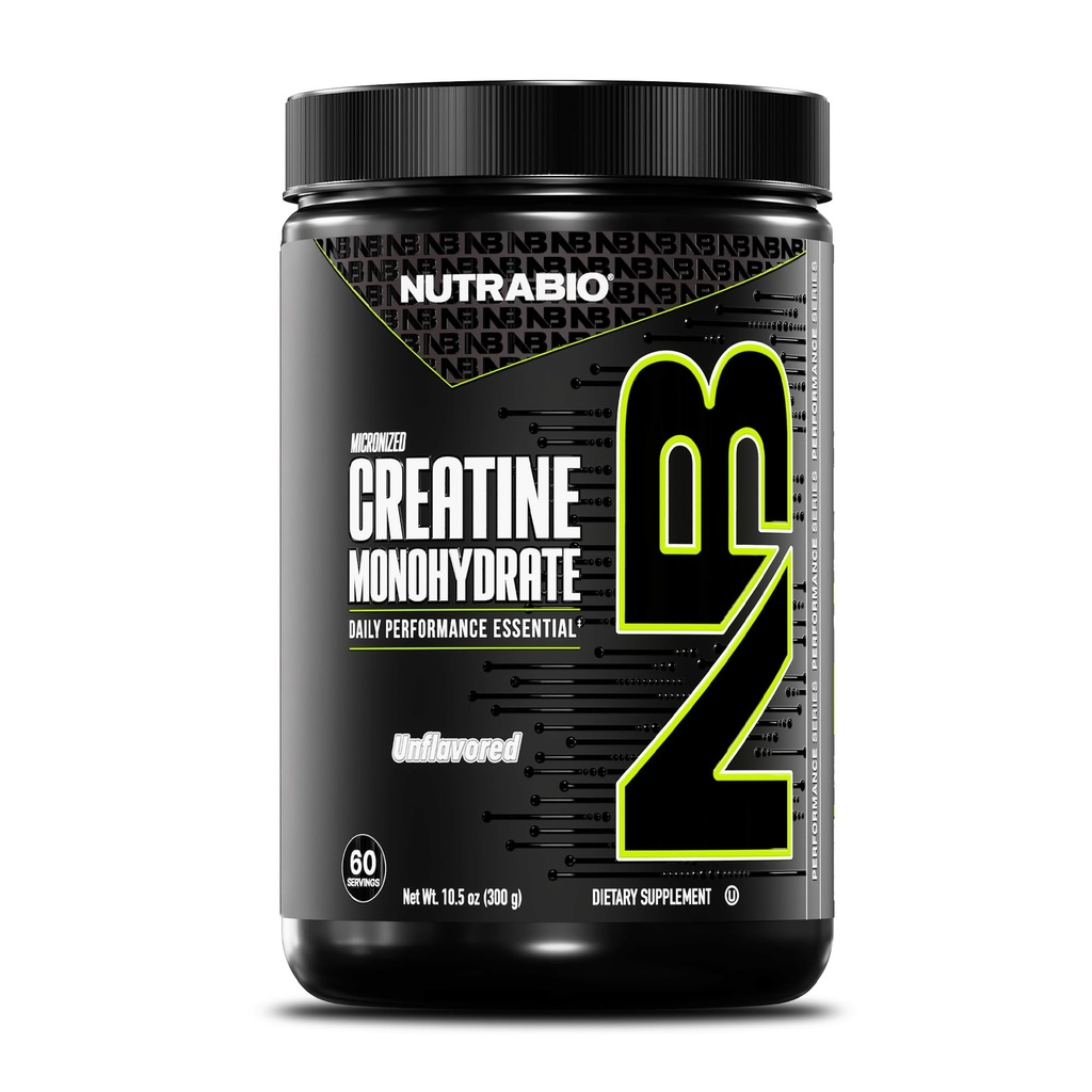 NutraBio 순수한 Micronized Creatine Monohydrate 분말 보충교재, Unflavored, (300 g) - 대량 근육 에너지, 회복 및 힘 지원 - HPLC는 남자와 여자를 위한 크레아틴 분말 보충교재를 시험했습니다
