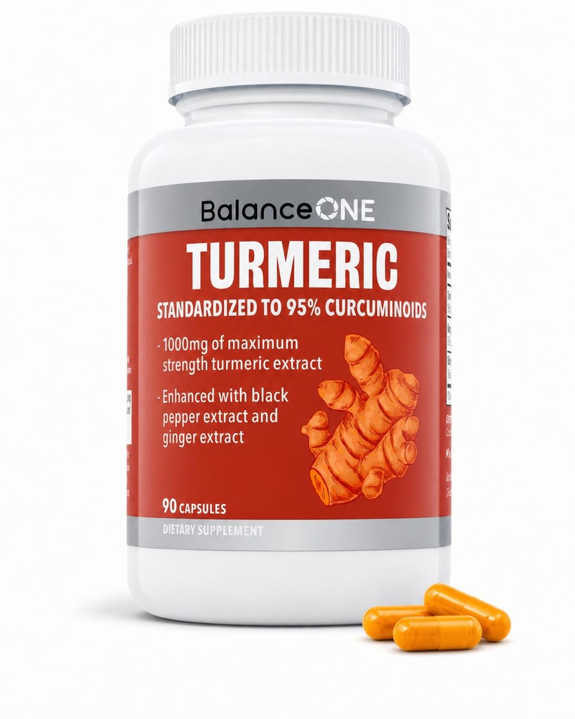 최대 힘 95% Curcuminoids를 가진 1개의 심황 추출물 1000mg - 합동 안락 & 산화를 억제하는 지원을 위한 심황 Curcumin 보충교재 - 생강 추출물과 BioPerine - 1 달 공급