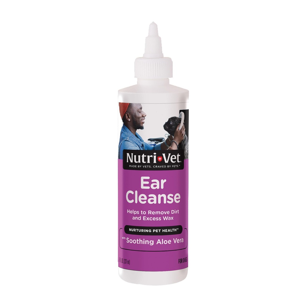 Nutri-Vet Ear Cleanse for Dogs, Soothing Aloe 및 Salicylic Acid, 제거 및 세척 왁스, 먼지 및 Debris, Deodorizes 및 Itch Relief, Gentle Veterinarian Formulated, 8oz