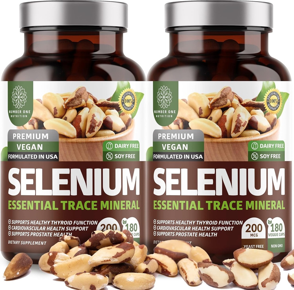 2-Pack N1N 프리미엄 순수 셀레늄 [최대 흡수, 200MCG] Immunity, Heart and Prostate Health, 360 Veg Caps 지원