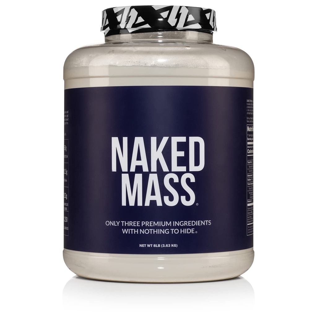 NAKED 질량 - 자연적인 무게 게인더 단백질 분말 - 8 LB 대량, GMO는, 글루텐 자유로운 & 간결 해방합니다. 인공 성분 없음 - 1,250 봉사 당 칼로리