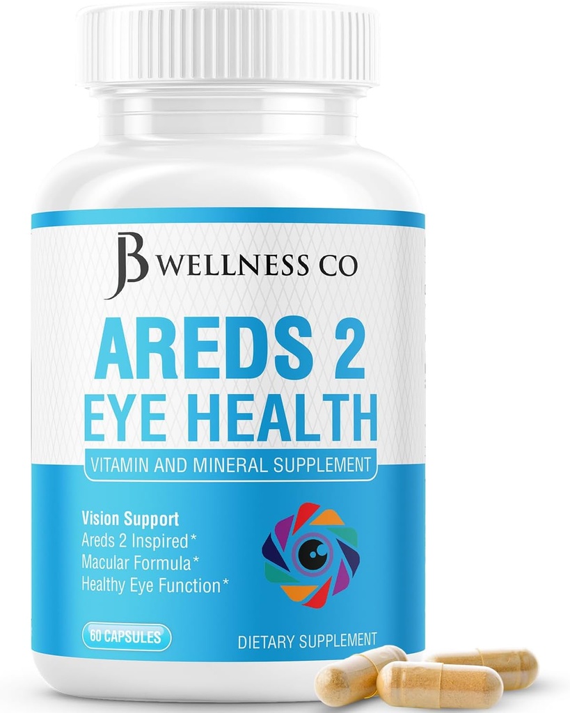 JB Wellness AREDS 2 Eye Vitamin & Mineral Supplement, Lutein, 비타민 C, Zeaxanthin, 아연 및 비타민 강화 비전 보충 - 60 개