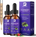 2 팩 Elderberry Syrup, Quercetin, Panax Ginseng, 비타민 C 및 아연, Sambucus Elderberry Syrup 액체 Immune 지원, Vegan, Non-GMO 및 Gluten 무료