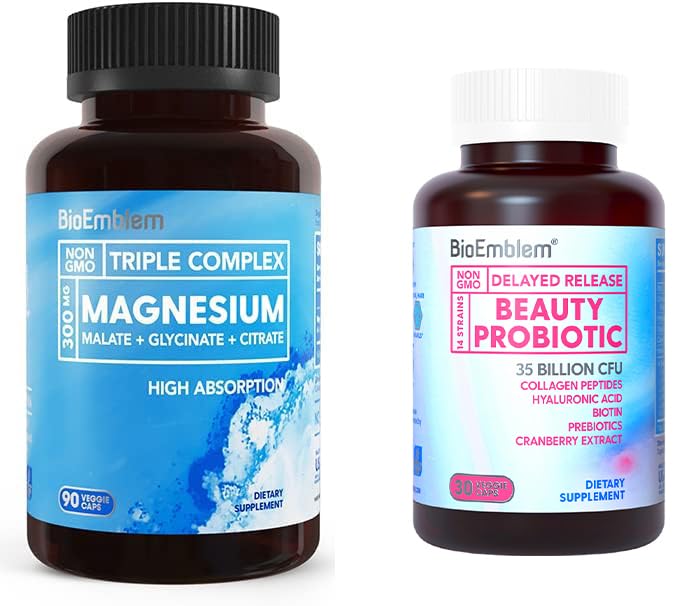 BioEmblem Women's Triple Magnesium Complex Beauty Probiotics - 120 조각 분류 - Unflavored