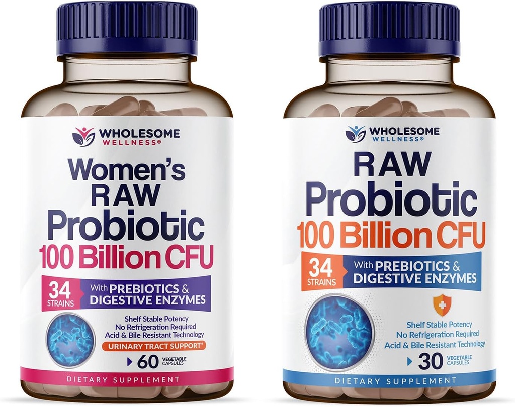 Prebiotics와 유기 Probiotics 100 억 CFUs를 가진 Wholesome Wellness 100 Billion CFUs