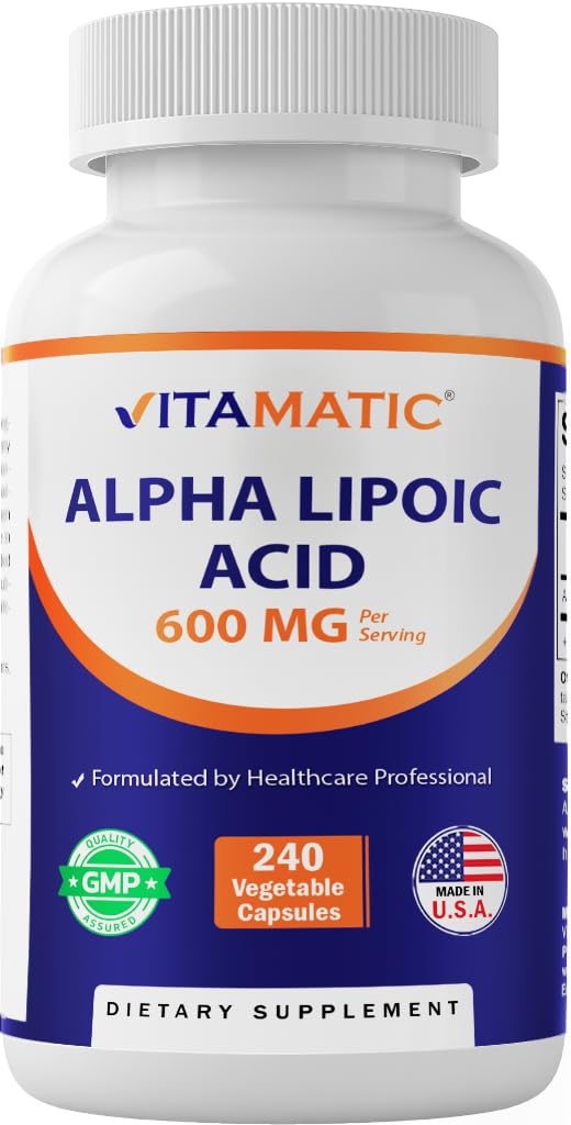 비공식 알파 Lipoic 산 (ALA) 600mg 서빙 - 240 야채 캡슐 - 120 서빙 - Non-GMO & 글루텐 무료