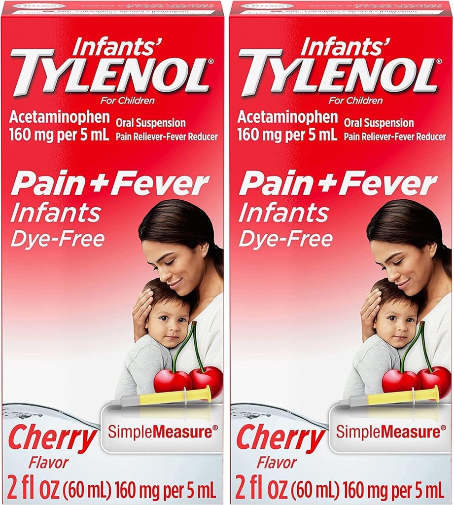 Tylenol 유아 구두 현탁액, 염료 자유로운, 버찌, 2 Fl. Oz (포장 2)