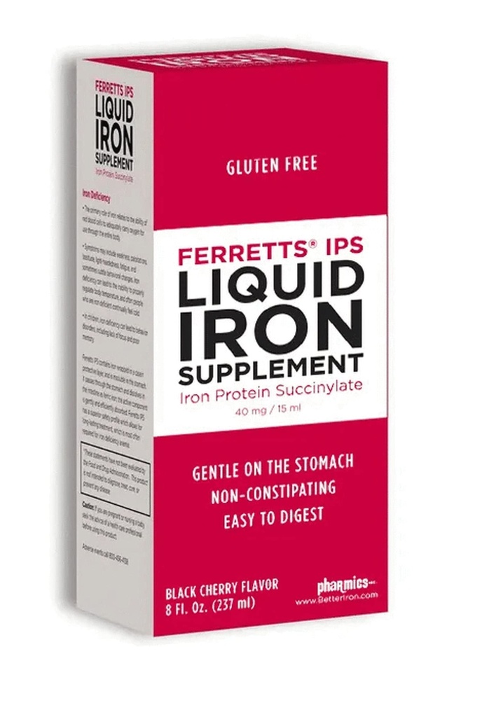 Ferretts 액체 철 보충교재 40mg (IPS) - 8 Fl Oz. 의 검정 Cherry flavored 높은 Potency Iron Supplements for Kids & 임신한 여성 - Gentle & Non-Constipating Yummy 액체 철 보충교재