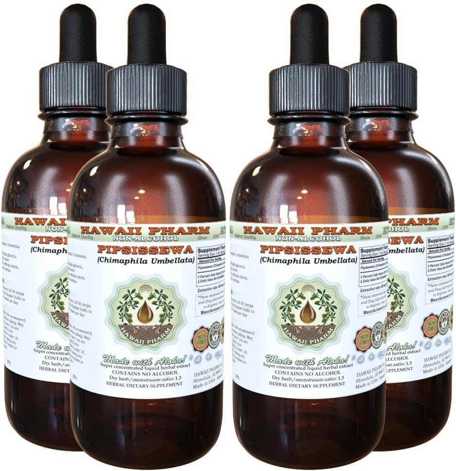 Pipsissewa 알콜 자유로운 액체 추출물, Pipsissewa (Chimaphila umbellata) 말린 잎 Glycerite 자연적인 초본 보충교재, 하와이 Pharm, 미국 4x4 fl.oz