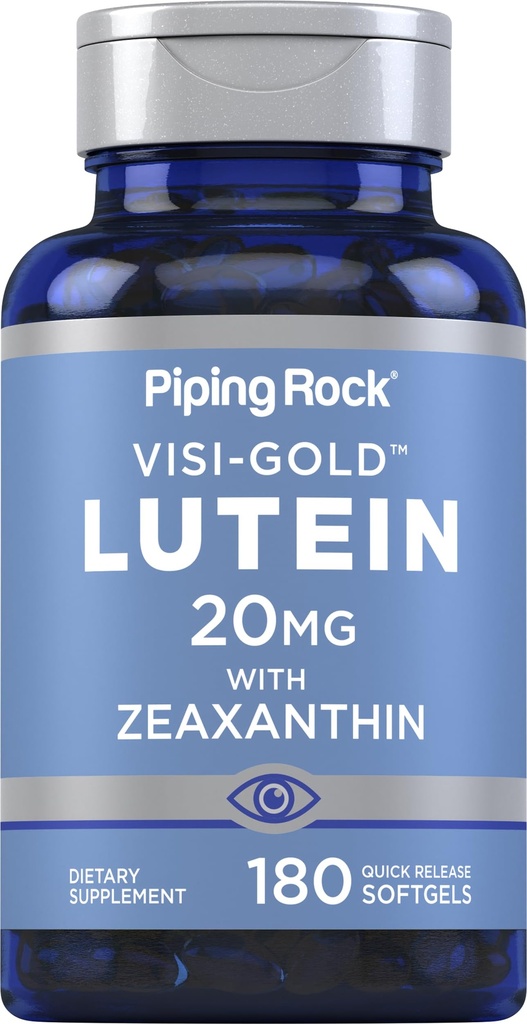 Piping Rock Lutein 및 Zeaxanthin 보충 | 20mg | 180 Softgel | Marigold Extract | 비 GMO, 글루텐 프리