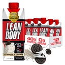 Lean Body Ready-to-Drink Cookies and Cream Protein Shake, 40g Protein, Whey Blend, 0 Sugar, Gluten No, 22 Vitamins & Minerals, (재상용 카톤 & 뚜껑 - 12 팩) LABRADA, 17 Fl Oz (12 팩)