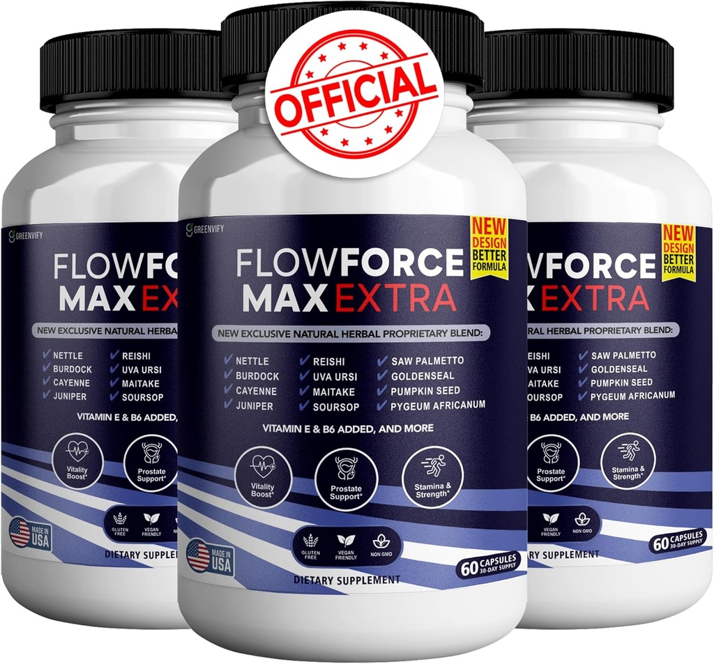 Flow Force Max Extra Prostate 보충제 남성 캡슐, 건강 보조제 - 최대 강도, 모든 자연 지원 정상 및 건강한 기능 (300 캡슐) (5 팩)