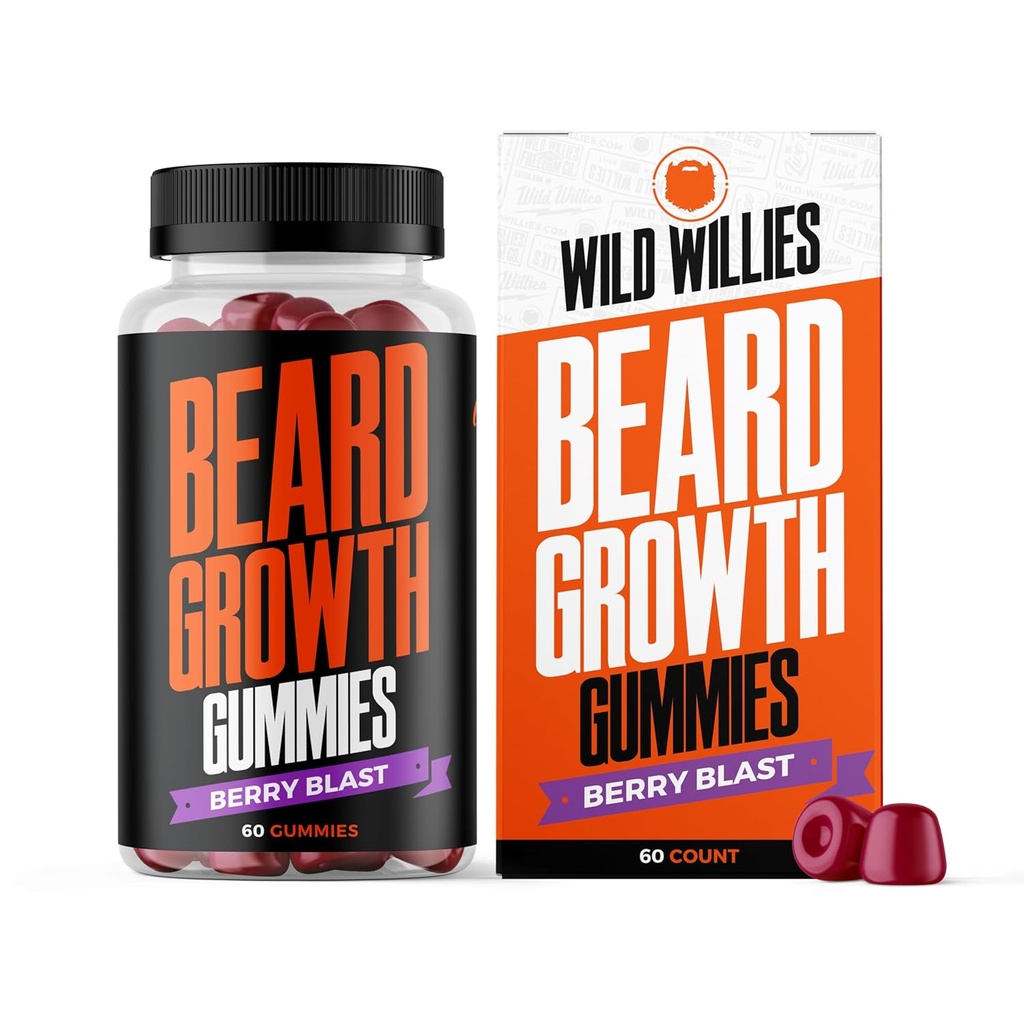 야생 Willies 곰 성장 Gummies 남성에 대 한 보충 - 더 강한, 두꺼운 얼굴 머리에 대 한 Biotin & 19 비타민 - 60 Gummies