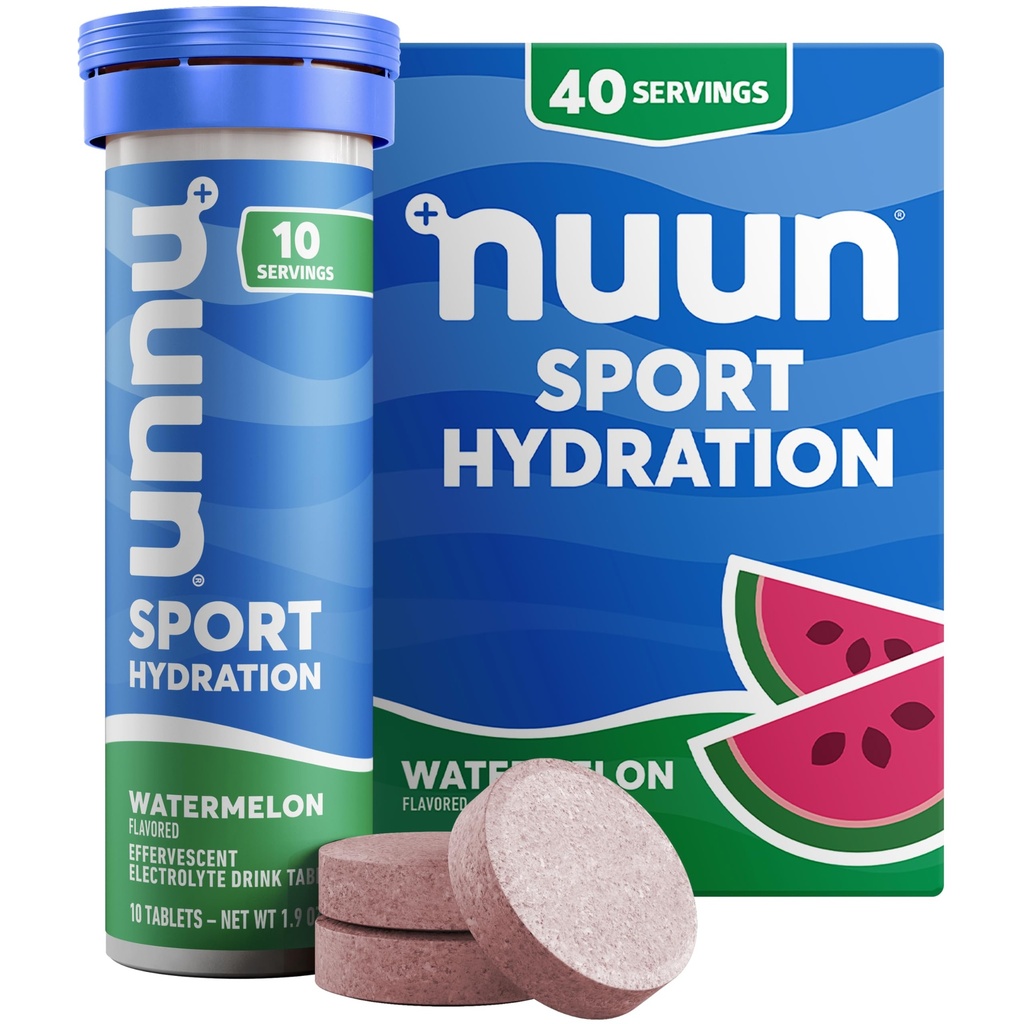 Nuun 스포츠 마그네슘, 칼슘, 칼륨, 염화물 및 나트륨, 글루텐 무료 및 채식, 수박, 4 팩 (40 인분 총)와 전자 정제